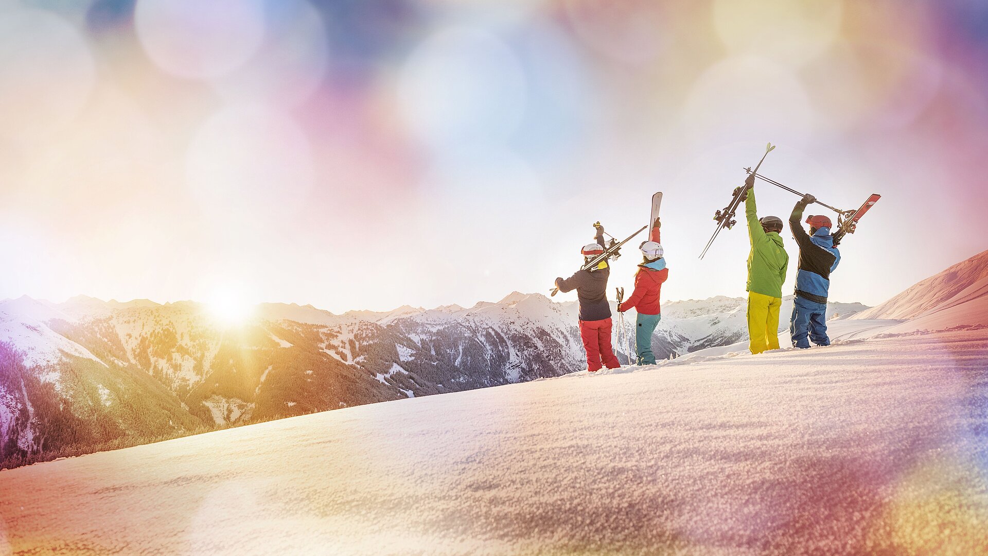 Was gibt es schöneres als nach einen erlebnisreichen Skitag den Sonnenuntergang in Flachau zu genießen?