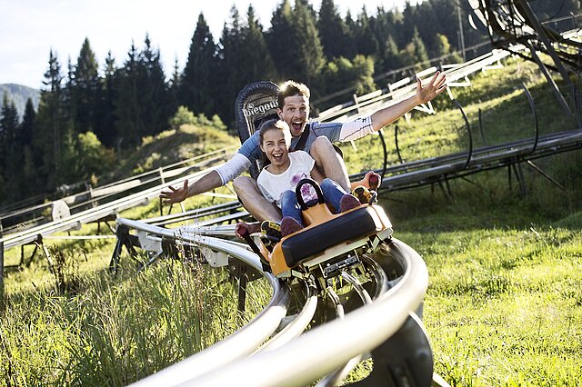 Tobogganing fun at the Lucky Flitzer in Flachau.