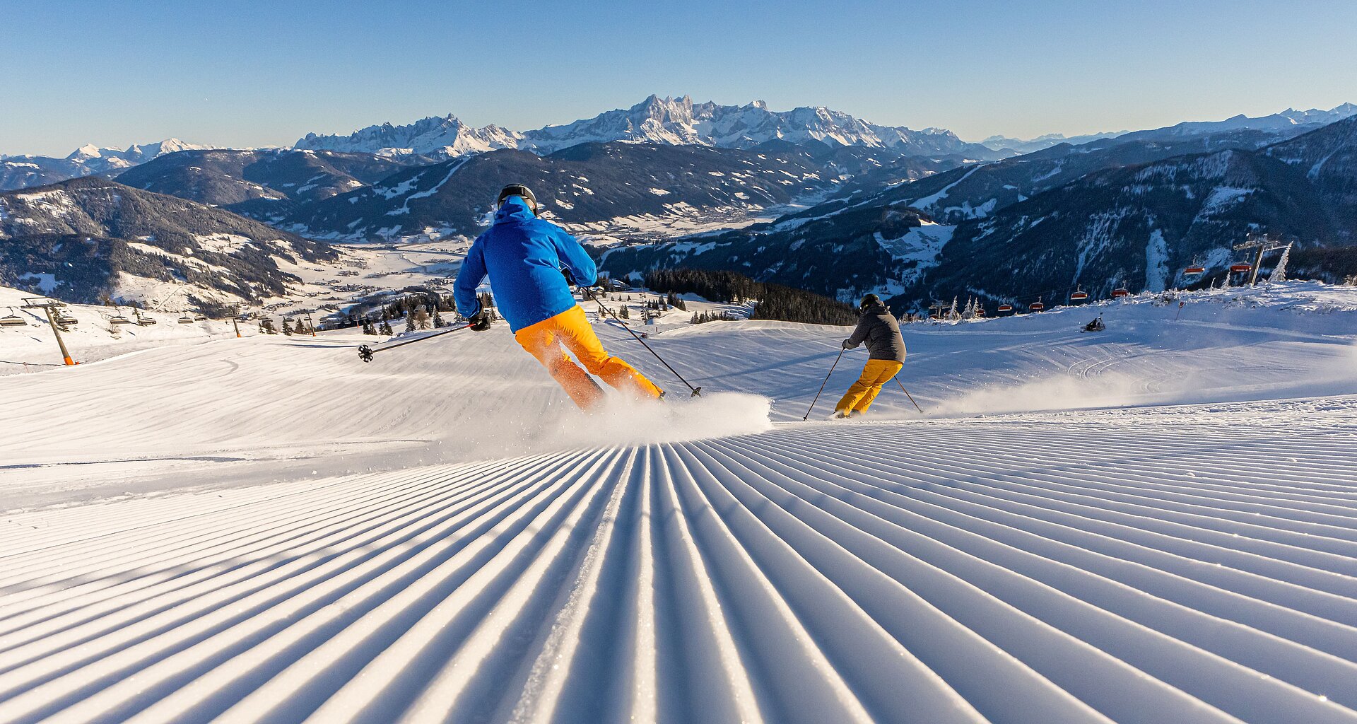 Perfectly groomed slopes in Flachau